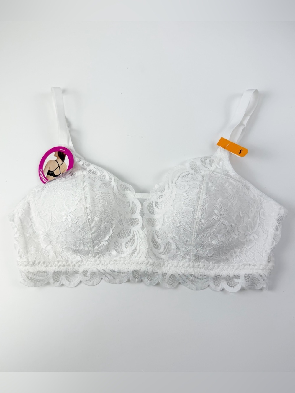 Bali Bra Small White Comfort Revolution Lace Desire Shaping Wireless Bra NWT6591